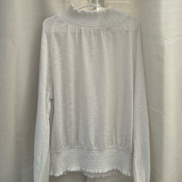 Free People Boulevard Ruffled Top Textured Knit White XS Bohemian Feminine - Picture 3 of 9